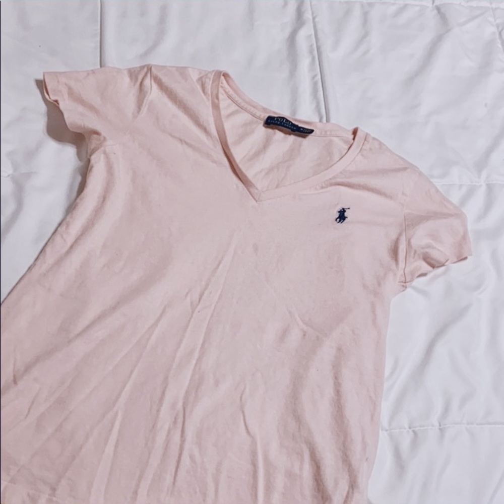 Pink and blue polo v neck
